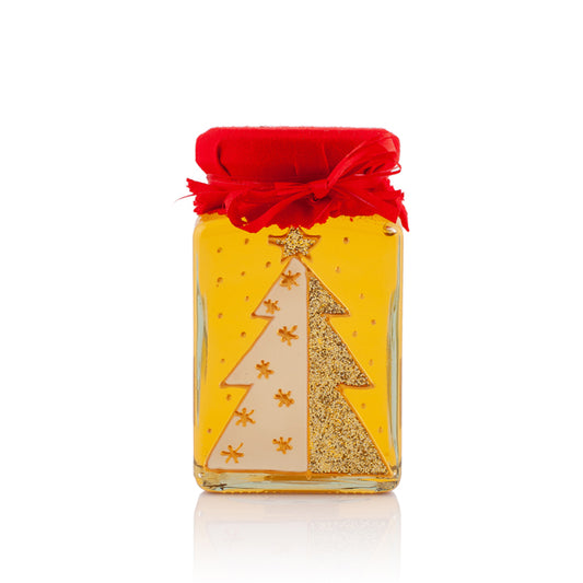 Ručne maľovaný pohár s medom zlatý stromček