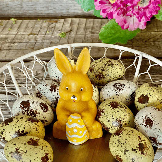 Sediaci zajko s vajíčkom