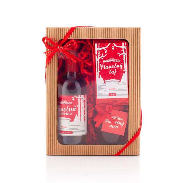 Vianočná krajinka červená krabička